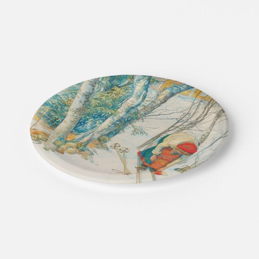 Winter-Ski durch Carl Larsson Pappteller (Schrägansicht)