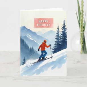 Winter-Ski-Geburtstagskarte Karte
