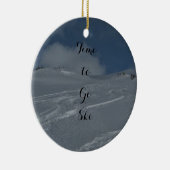 Winter-Ski/Liebe-Weihnachtsverzierung Keramik Ornament (Rechts)