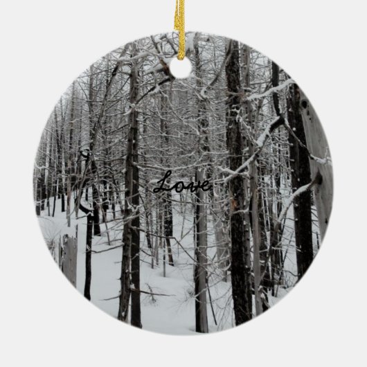 Winter-Ski/Liebe-Weihnachtsverzierung Keramik Ornament (Hinten)