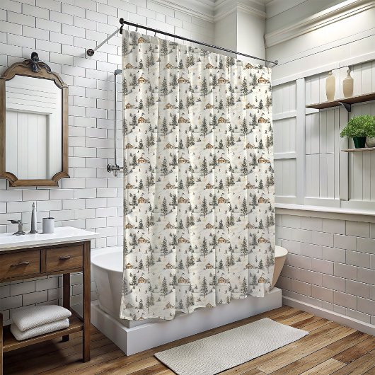 Winter Ski Lodge Duschvorhang
