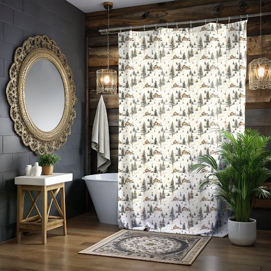 Winter Ski Lodge Duschvorhang