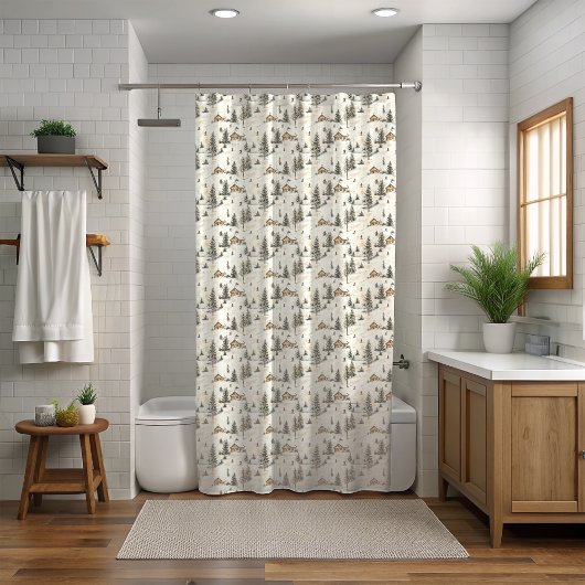 Winter Ski Lodge Duschvorhang