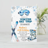 Winter ski party theme invitation einladung (Stehend Vorderseite)
