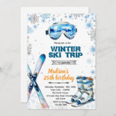 Winter ski party theme invitation einladung (Vorne/Hinten)