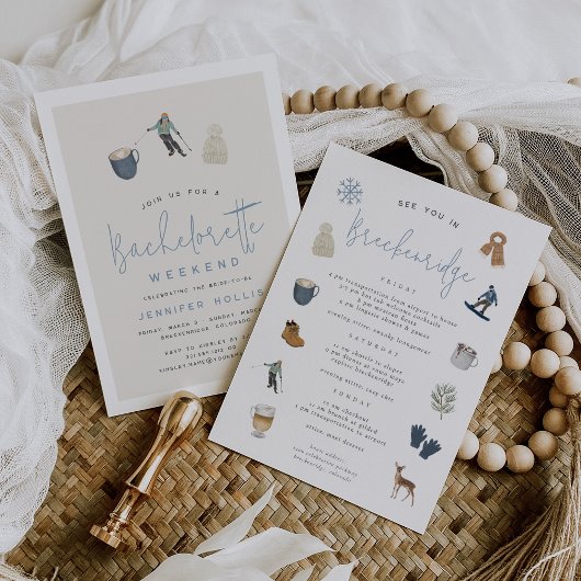 Winter Ski Resort Bachelorette Wochenende Tourismu Einladung