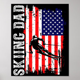 Winter-Ski-Vater für Liebhaber Ski-USA-Flagge Skif Poster