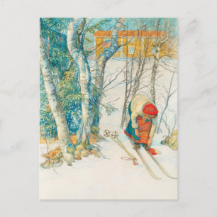 Winter Ski von Carl Larsson Feiertagspostkarte