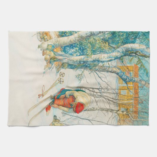 Winter Ski von Carl Larsson Geschirrtuch (Horizontal)