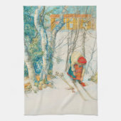 Winter Ski von Carl Larsson Geschirrtuch (Vertikal)