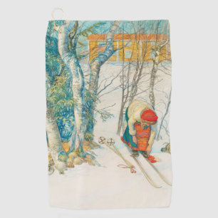 Winter Ski von Carl Larsson Golfhandtuch