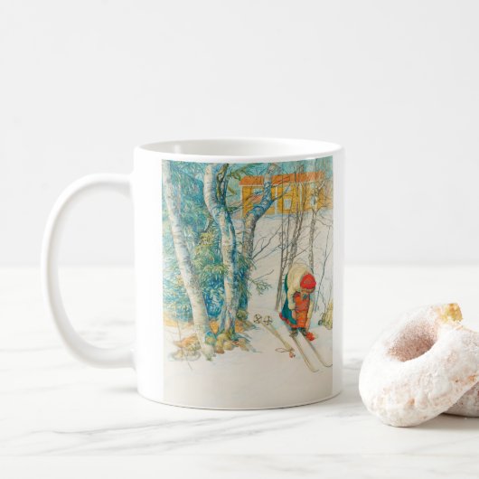 Winter Ski von Carl Larsson Kaffeetasse (Mit Donut)