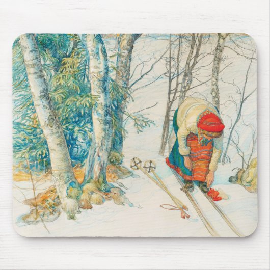 Winter Ski von Carl Larsson Mousepad (Vorne)