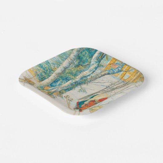 Winter Ski von Carl Larsson Pappteller (Gewinkelt)