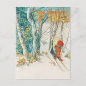 Winter Ski von Carl Larsson Postkarte (Vorderseite)
