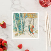 Winter Ski von Carl Larsson Serviette (Beispiel)
