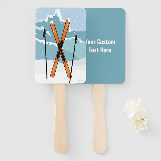 Winter Skifahren - benutzerdefinierte Textfreunde Fächer (Vorne und Hinten)