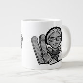 Winter Skifahren Jumbo-Tasse (Vorderseite Rechts)