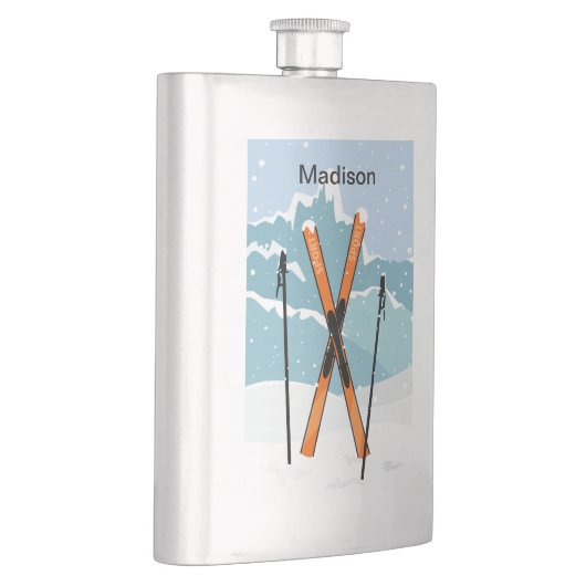 Winter-Skifahren-Nameflasche Flachmann (Rechts)