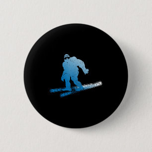 Winter Skifahren Sasquatch Ski Kryptid Kryptozoolo Button
