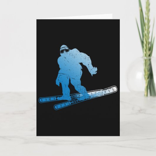 Winter Skifahren Sasquatch Ski Kryptid Kryptozoolo Karte (Vorderseite)