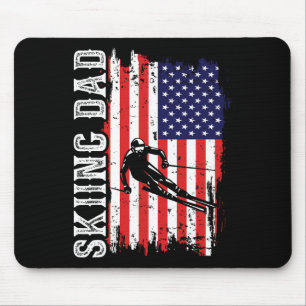 Winter Skifahrender Papa Für Liebhaber Ski USA Fla Mousepad