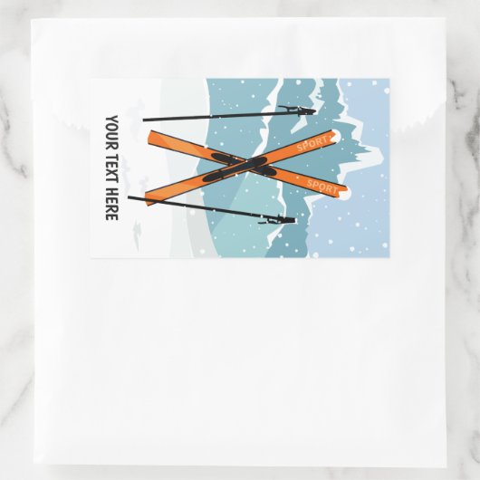 Winter Skiing benutzerdefinierte Textaufkleber Rechteckiger Aufkleber (Tasche)