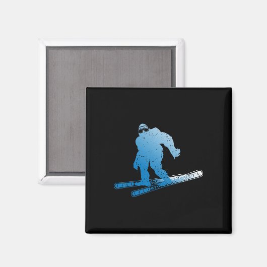 Winter Skiing Sasquatch Ski Cryptid Cryptozoology  Magnet (Vorderseite/Rückseite)