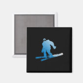 Winter-Skiing Sasquatch-Ski-Kryptid-Kryptozoologie Magnet (Vorderseite/Rückseite)