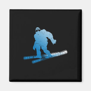 Winter-Skiing Sasquatch-Ski-Kryptid-Kryptozoologie Magnet