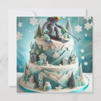 WINTER SKIING THEMED BIRTHDAKAK EINLADUNG