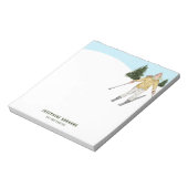 Winter Skiing Woman Watercolor Ski Instructor Notizblock (Rotiert)