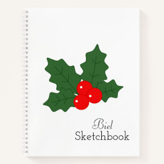 Winter-Skizzenbuch mit Stechpalmen-Beeren Notizblock