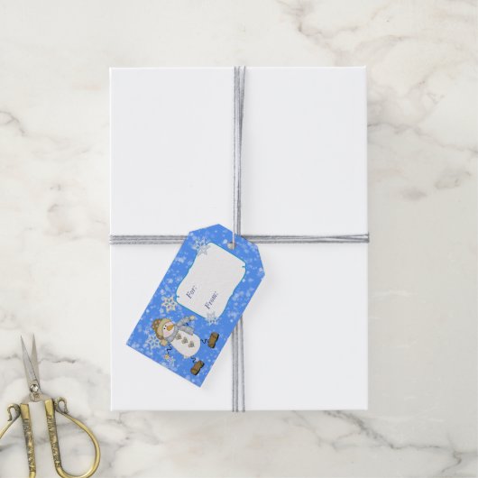 Winter Sky Snowman Weihnachten Geschenkanhänger (Mit Garn)