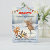 Winter Slapstick Ice Skating Birthday Invitation Einladung (Stehend Vorderseite)