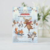Winter Slapstick Ice Skating Birthday Invitation Einladung (Stehend Vorderseite)