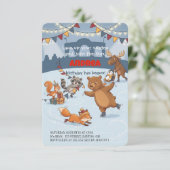 Winter Slapstick Ice Skating Birthday Invitation Einladung (Stehend Vorderseite)
