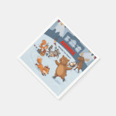 Winter Slapstick Ice Skating Birthday Invitation Serviette (Ecke)