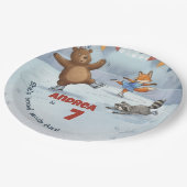 Winter Slapstick Ice Skating Birthday paperplate P Pappteller (Schrägansicht)