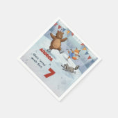 Winter Slapstick Ice Skating Birthday paperplate P Serviette (Ecke)