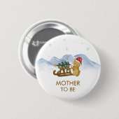 Winter Sleigh Bear Mother To Be Baby Shower Button (Vorne & Hinten)