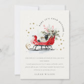Winter Sleigh Its Cold Outside Neutral Baby Shower Dankeskarte (Vorderseite)