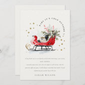 Winter Sleigh Its Cold Outside Neutral Baby Shower Dankeskarte (Vorne/Hinten)