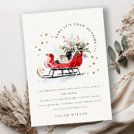 Winter Sleigh Its Cold Outside Neutral Baby Shower Dankeskarte