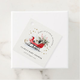 Winter Sleigh Its Cold Outside Neutral Baby Shower Geschenkanhänger