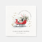 Winter Sleigh Its Cold Outside Neutral Baby Shower Serviette (Vorderseite)