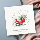 Winter Sleigh Its Cold Outside Neutral Baby Shower Serviette
