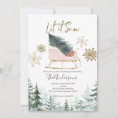 Winter Sleigh Let it Snow Weihnachten Party Einladung (Vorderseite)