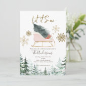 Winter Sleigh Let it Snow Weihnachten Party Einladung (Stehend Vorderseite)