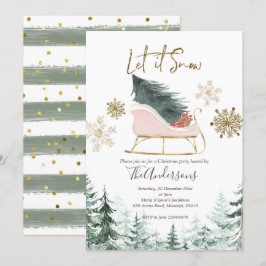 Winter Sleigh Let it Snow Weihnachten Party Einladung